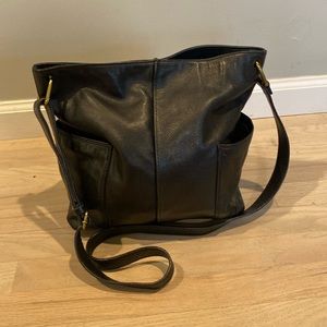 Black leather cross body bag